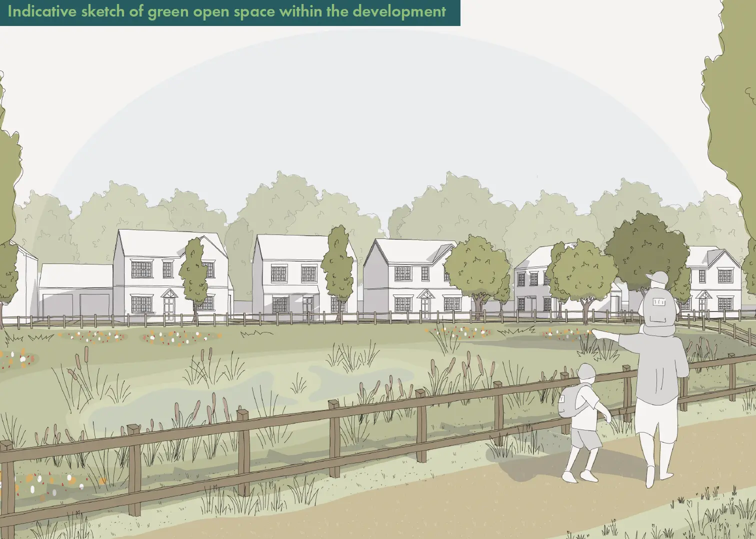Indicative sketch of green open space within the development